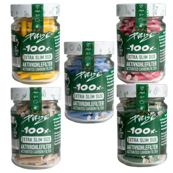 PURIZE® Aktivkohlefilter XTRA Slim 100er Glas Mix