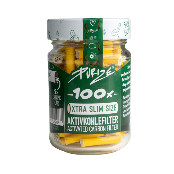 PURIZE® Aktivkohlefilter XTRA Slim 100er Glas Yellow